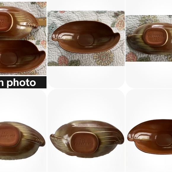 VINTAGE FRANKOMA 202 SERVING BOWL Drip Glaze MCM 12x6x4 EUC no damage/Chips EUC - Picture 4 of 4